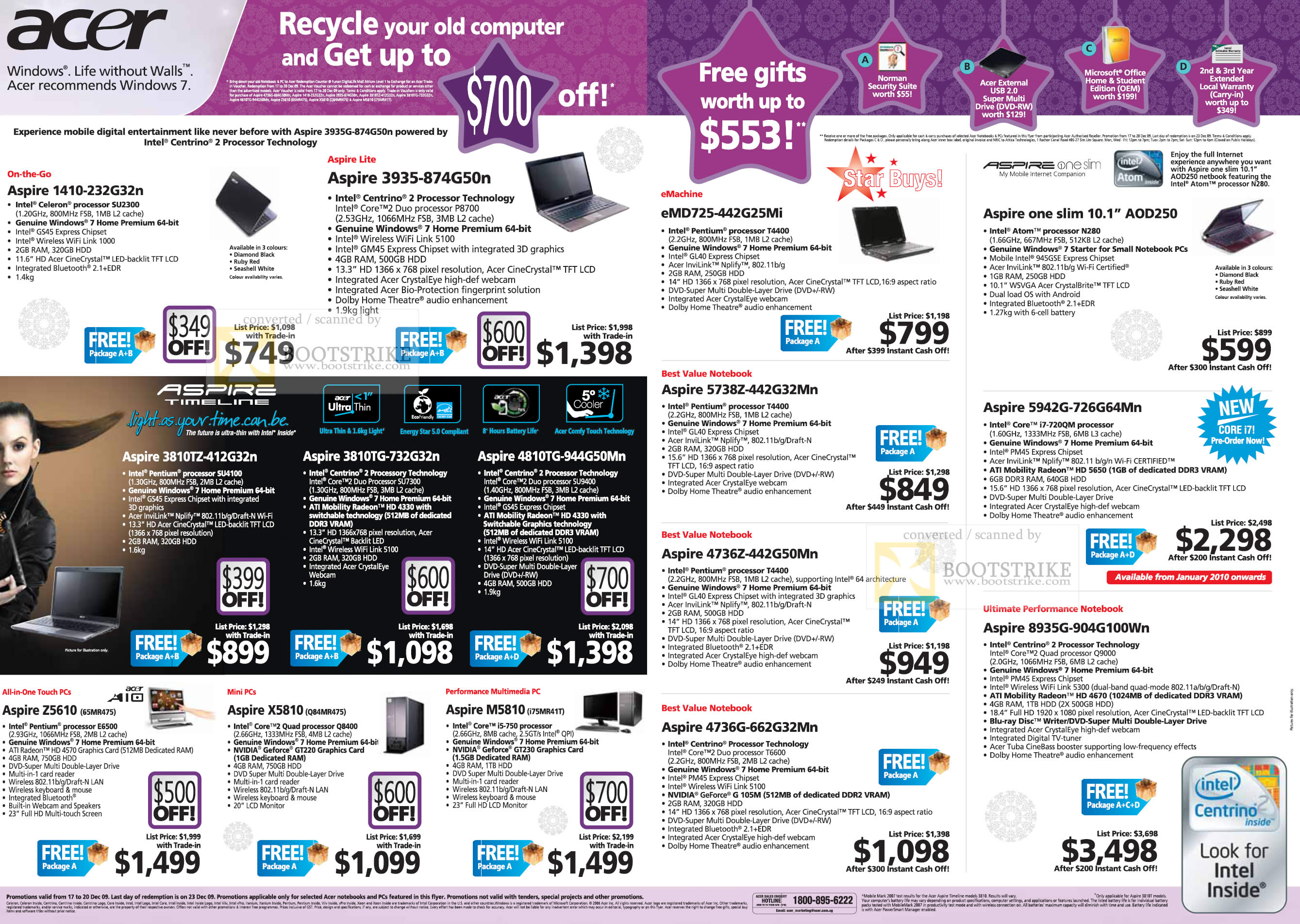 C3 2009 price list image brochure of Acer Aspire 1410 Z5610 3935 X5810 M5810 EMachine One Slim Notebooks Desktops C3 2009 price list image brochure of Acer Aspire 1410 Z5610 3935 X5810 M5810 EMachine One Slim Notebooks Desktops