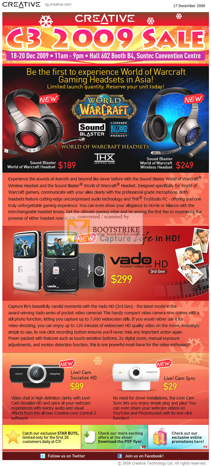 C3 2009 price list image brochure of Creative World Of Warcraft Headset Wireless Sound Blaster Vado HD Live Cam C3 2009 price list image brochure of Creative World Of Warcraft Headset Wireless Sound Blaster Vado HD Live Cam