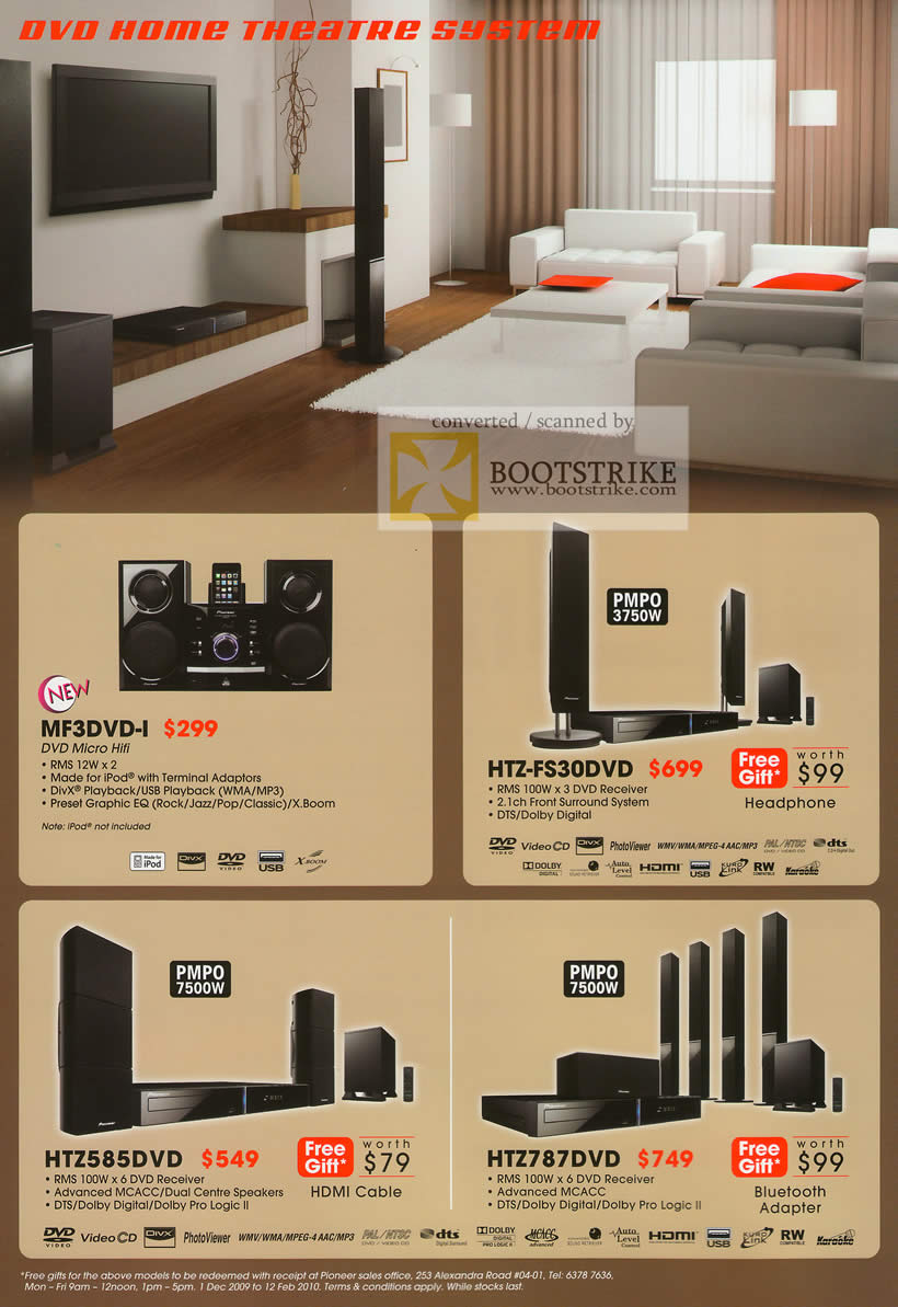 C3 2009 price list image brochure of Pioneer DVD Home Theatre System MF3DVD HTZ FS3DVD HTZ 585DVD 787 C3 2009 price list image brochure of Pioneer DVD Home Theatre System MF3DVD HTZ FS3DVD HTZ 585DVD 787
