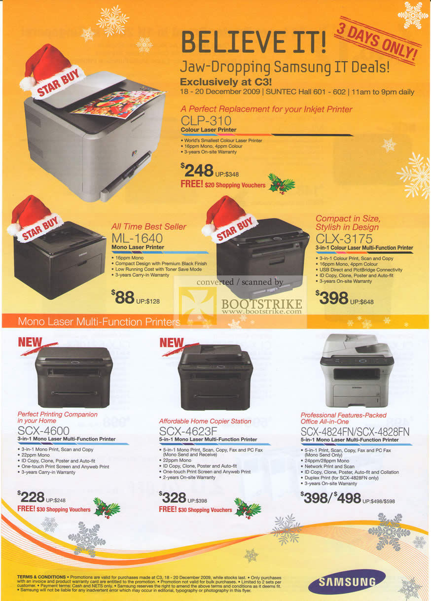 C3 2009 price list image brochure of Samsung Laser Printers CLP 310 ML 1640 CLX 3175 SCX 4600 4623F 4824FN 4828FN C3 2009 price list image brochure of Samsung Laser Printers CLP 310 ML 1640 CLX 3175 SCX 4600 4623F 4824FN 4828FN