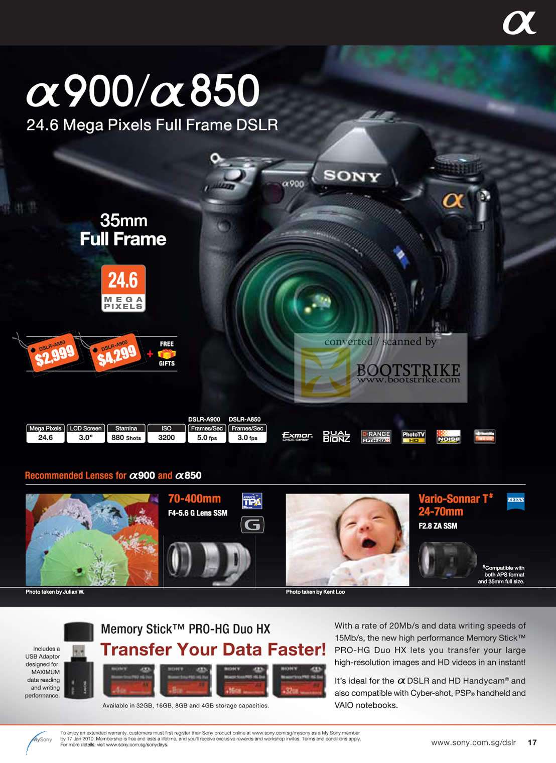 C3 2009 price list image brochure of Sony Alpha DSLR Digital Cameras A900 A850 C3 2009 price list image brochure of Sony Alpha DSLR Digital Cameras A900 A850