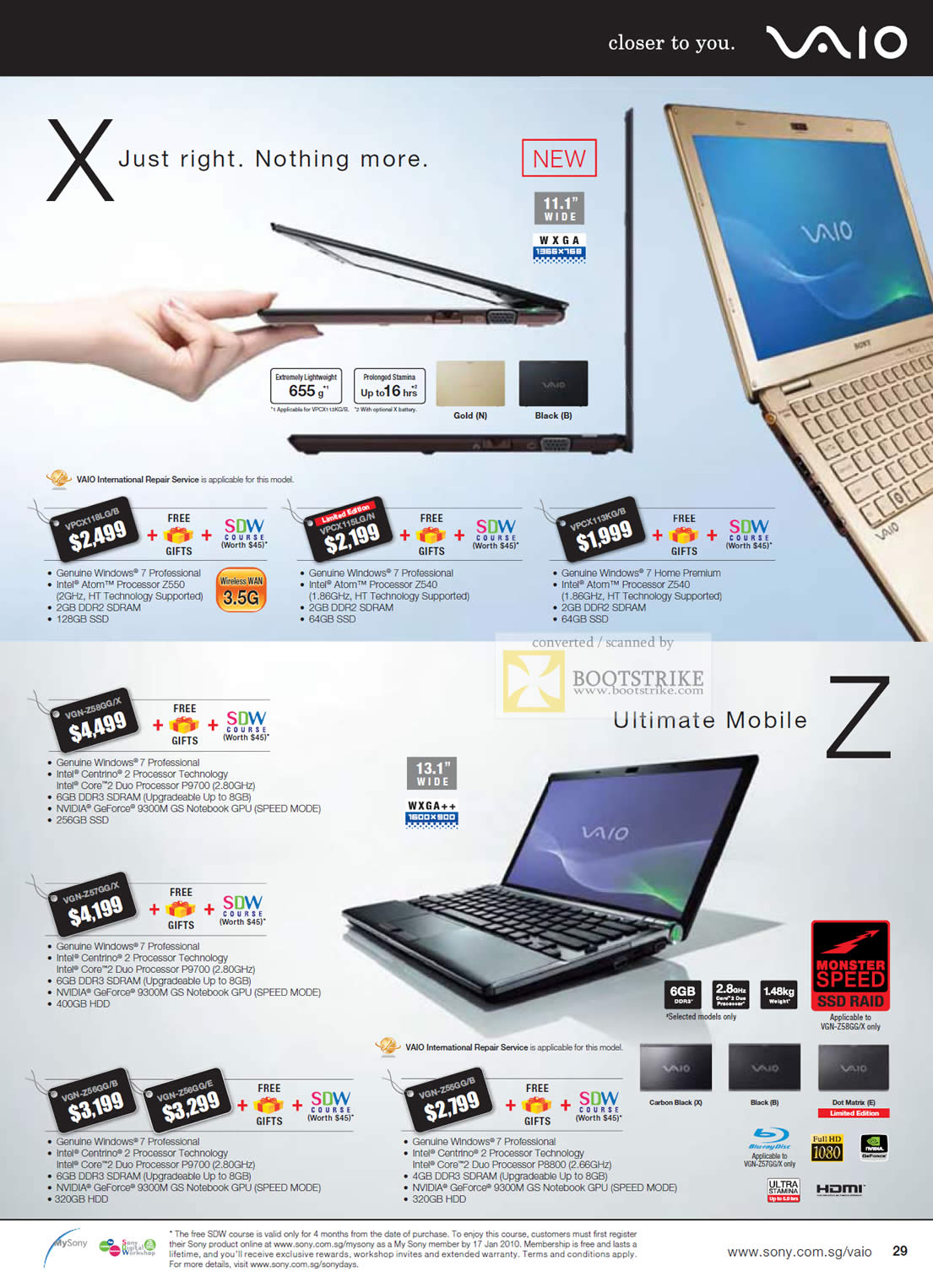 C3 2009 price list image brochure of Sony Vaio Notebooks X Z Series VPC VGN C3 2009 price list image brochure of Sony Vaio Notebooks X Z Series VPC VGN