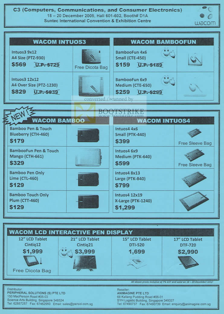 C3 2009 price list image brochure of Wacom Intuos3 Bamboofun Bamboo Intuos4 LCD Tablet Pen Display C3 2009 price list image brochure of Wacom Intuos3 Bamboofun Bamboo Intuos4 LCD Tablet Pen Display