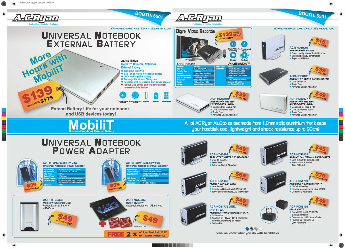 Comex 2008 price list image brochure of AC Ryan 2