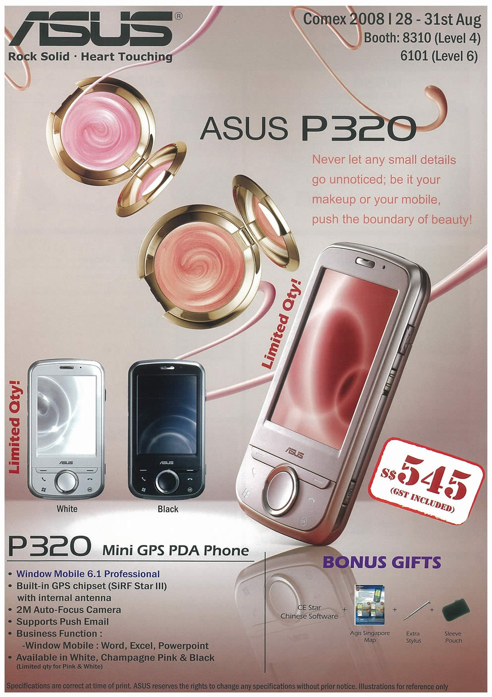 Comex 2008 price list image brochure of ASUS PDA Phones Page 1