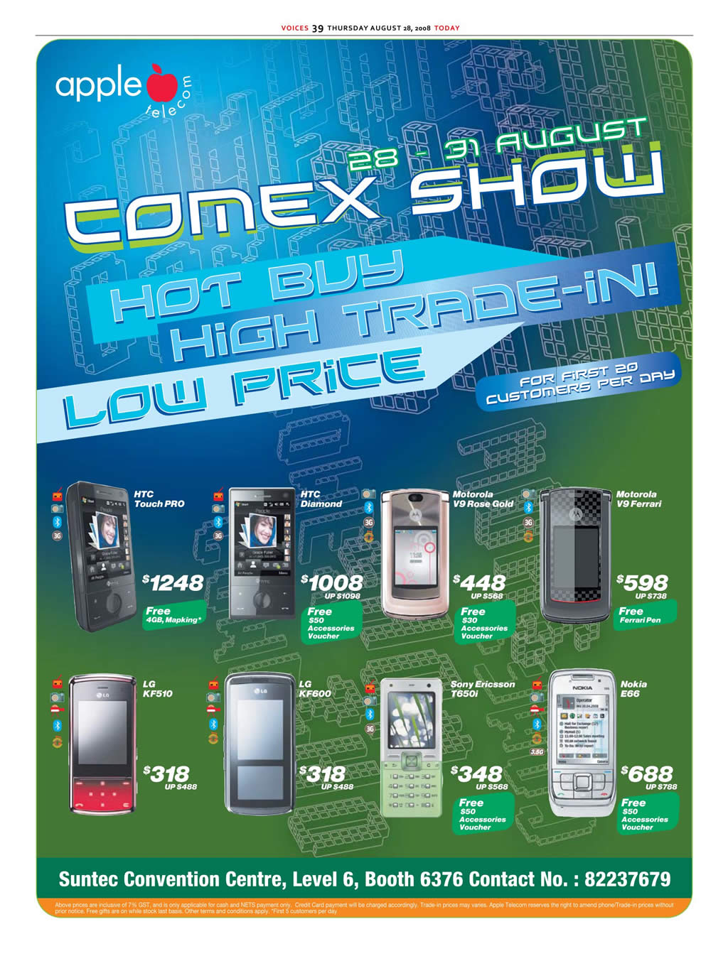 Comex 2008 price list image brochure of Apple Telecom Mobile Phones