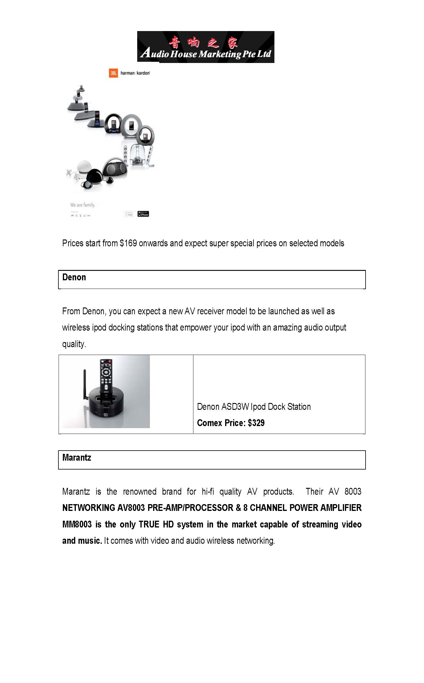 Comex 2008 price list image brochure of Audio House Sound 4