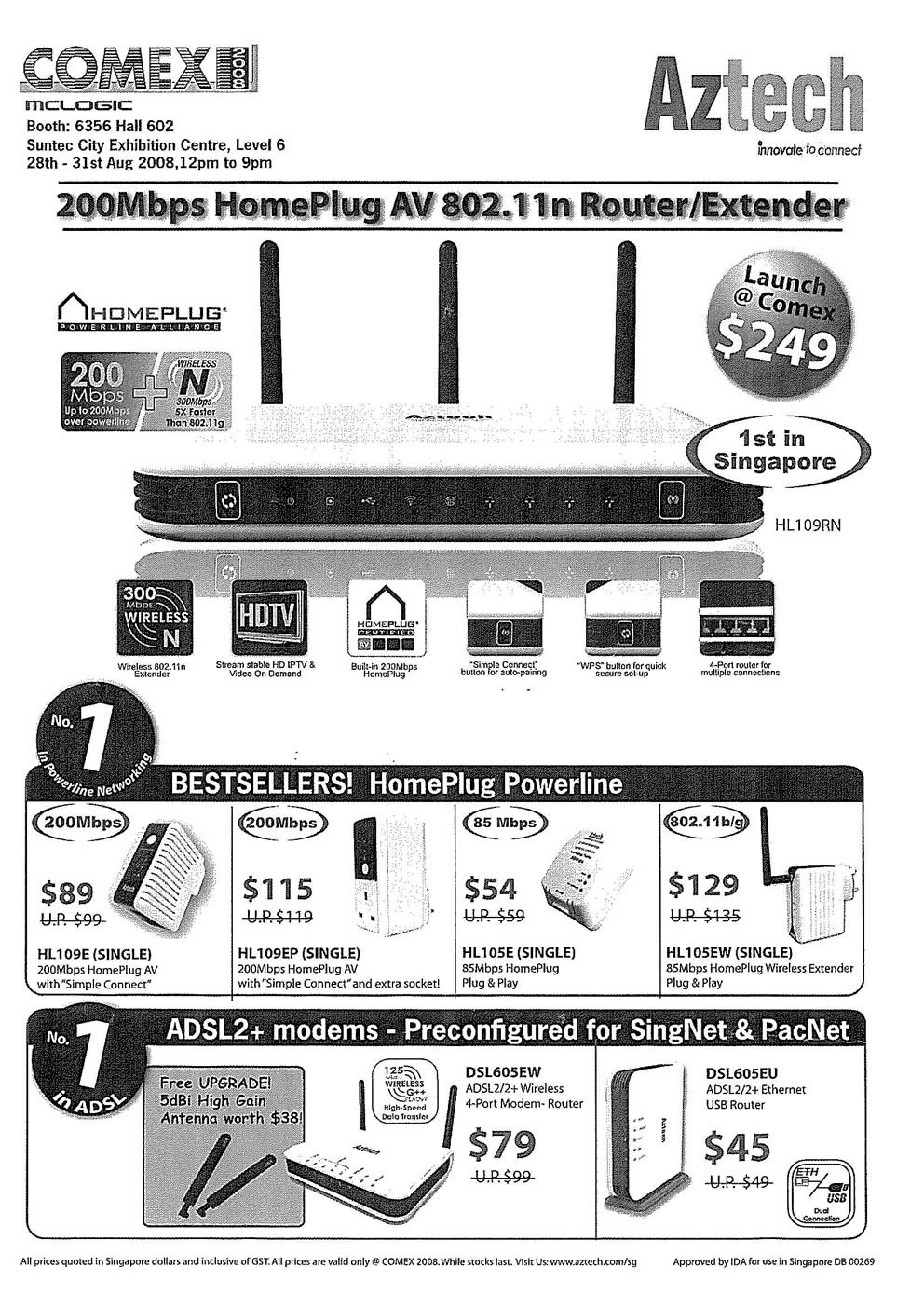 Comex 2008 price list image brochure of Aztech Page 1