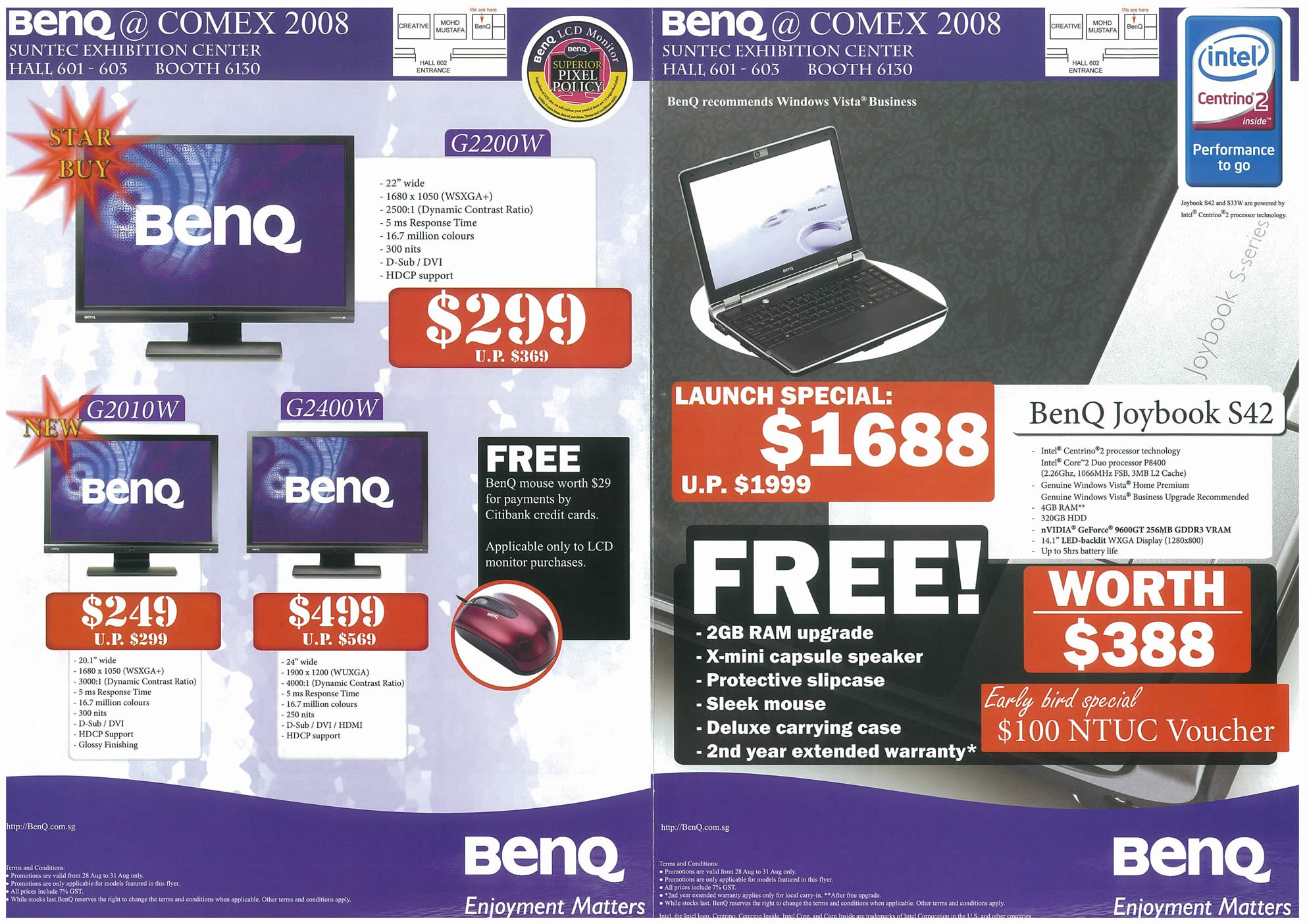 Comex 2008 price list image brochure of BenQ Page 1