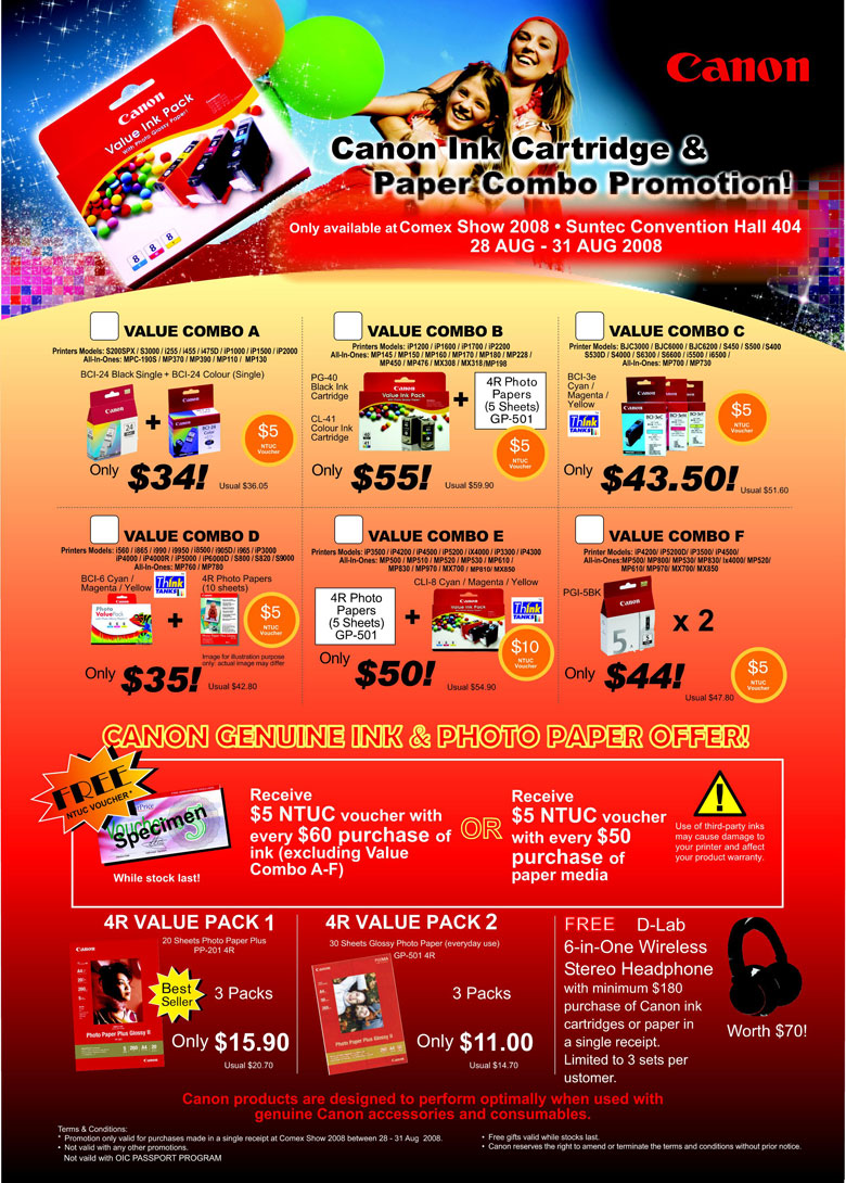 Comex 2008 price list image brochure of Canon Consumables