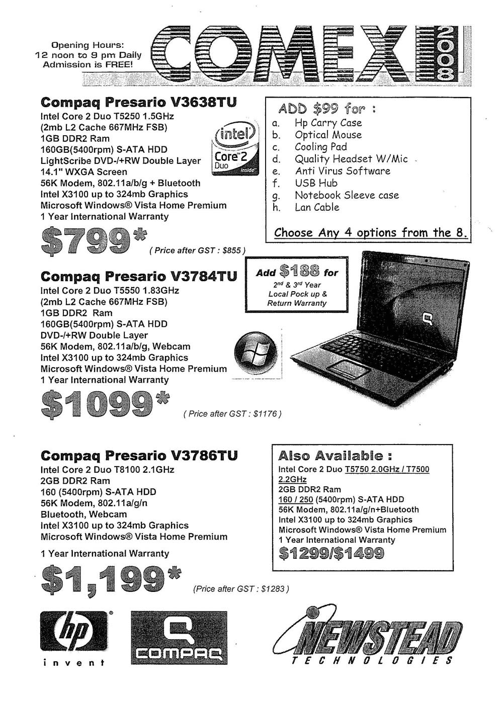 Comex 2008 price list image brochure of Compaq Presario Page 2