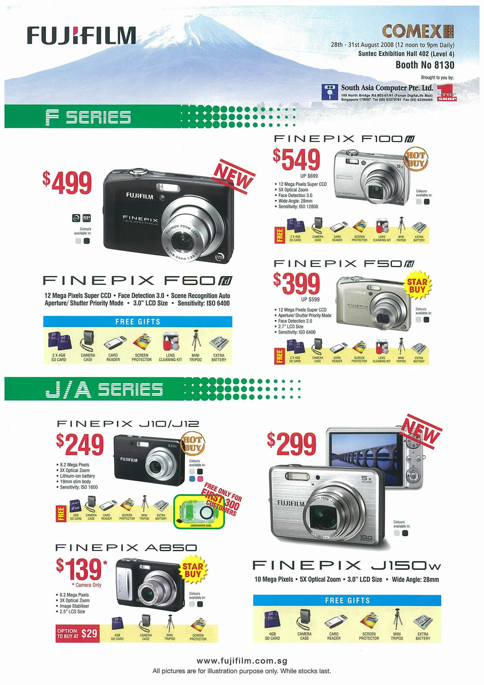 Comex 2008 price list image brochure of FujiFilm FinePix Cameras Page 2