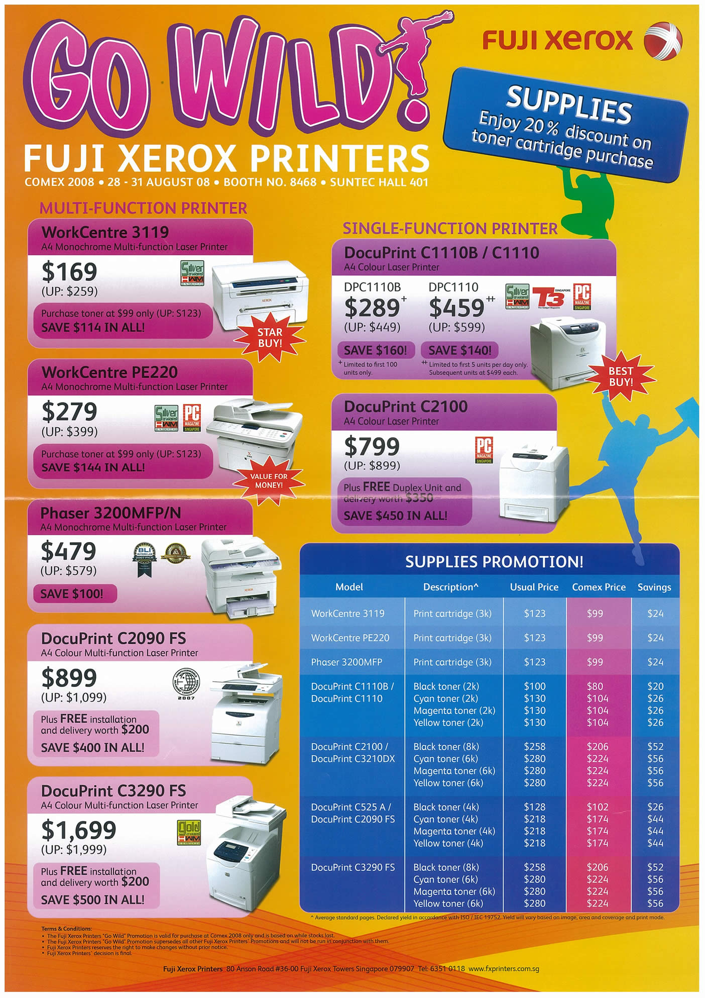 Comex 2008 price list image brochure of Fuji Xerox Printers Page 1