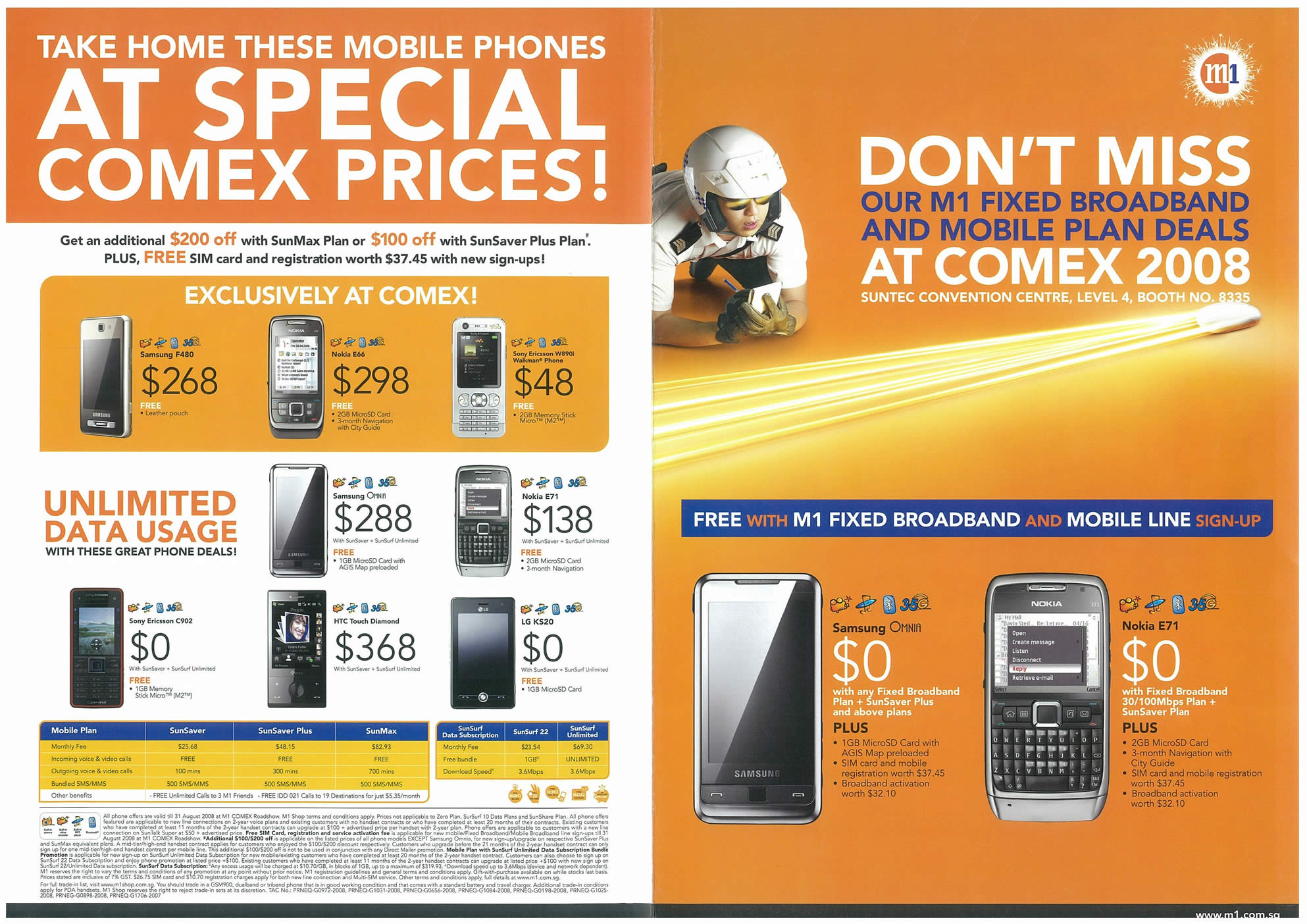 Comex 2008 price list image brochure of M1 Page 1