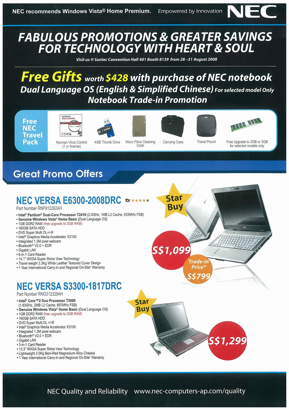 Comex 2008 price list image brochure of NEC Notebooks Page 1