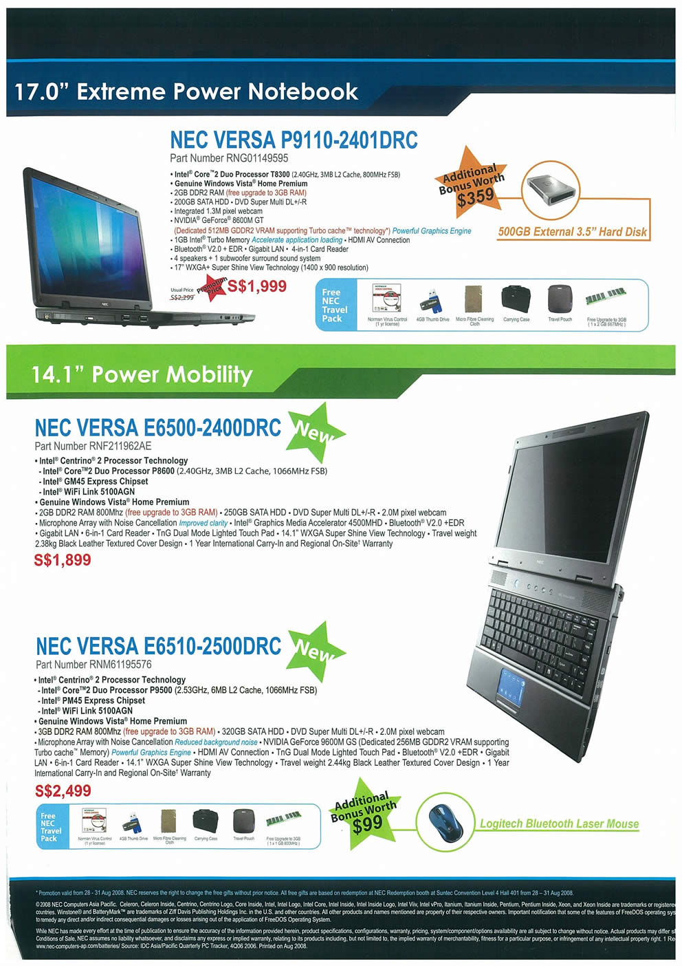 Comex 2008 price list image brochure of NEC Notebooks Page 3