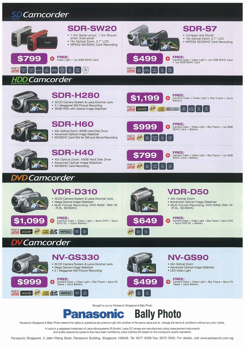 Comex 2008 price list image brochure of Panasonic Cameras Camcorders Page 4