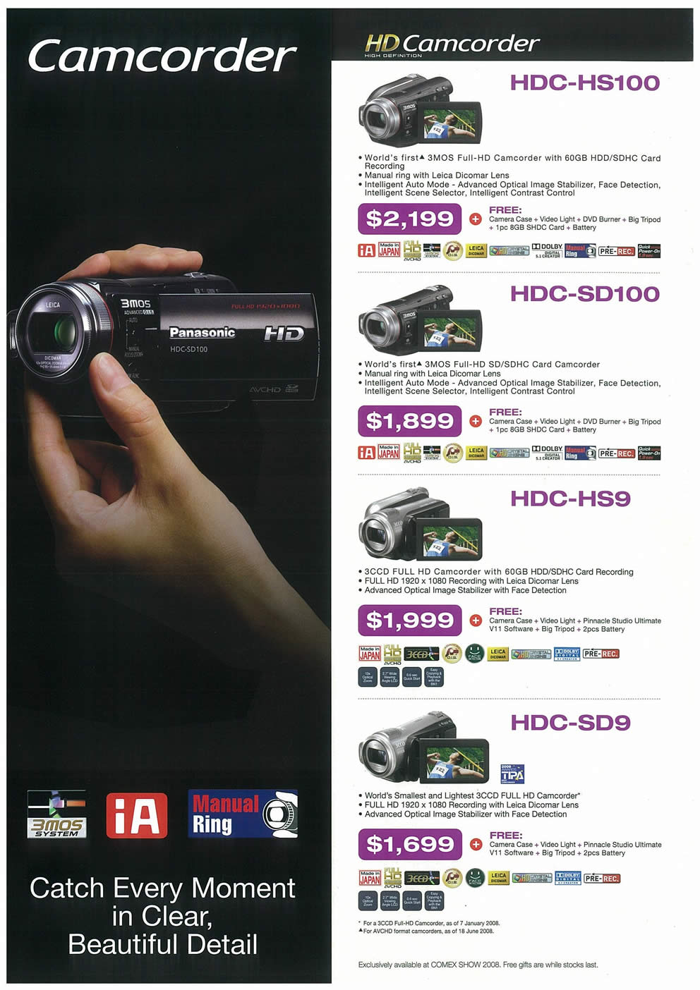 Comex 2008 price list image brochure of Panasonic Cameras Camcorders Page 6