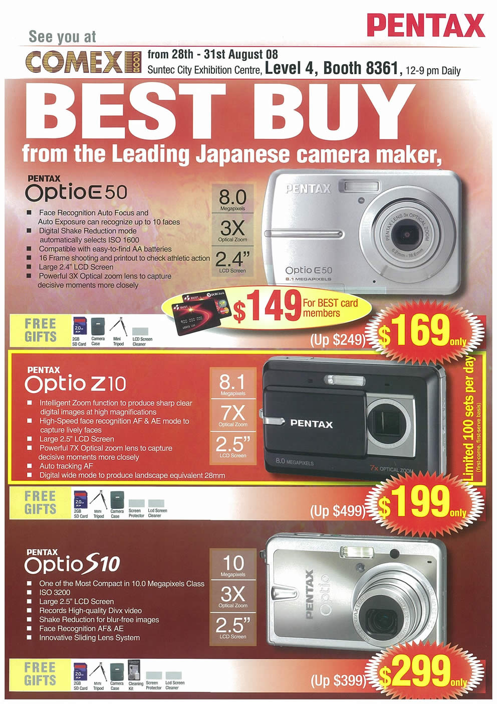 Comex 2008 price list image brochure of Pentax Cameras Page 1