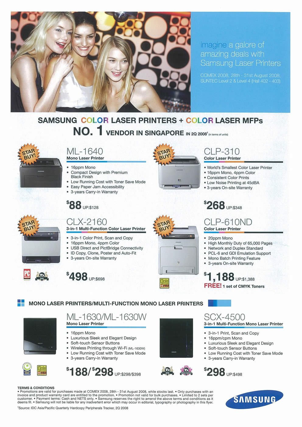 Comex 2008 price list image brochure of Samsung Printers Page 1