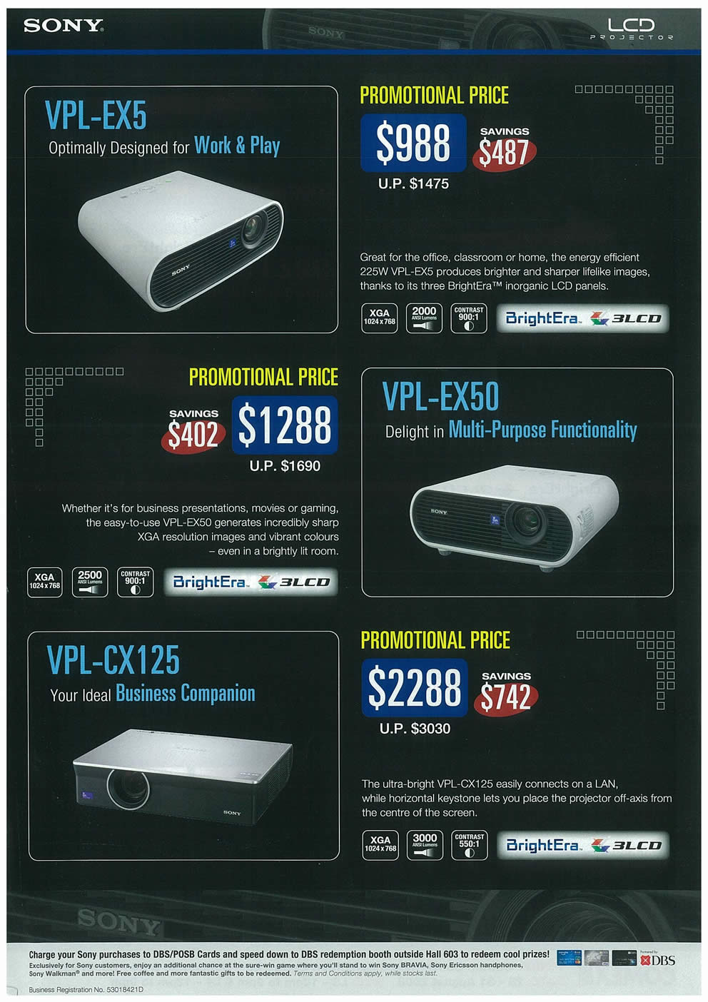 Comex 2008 price list image brochure of Sony LCD Projectors Page 2