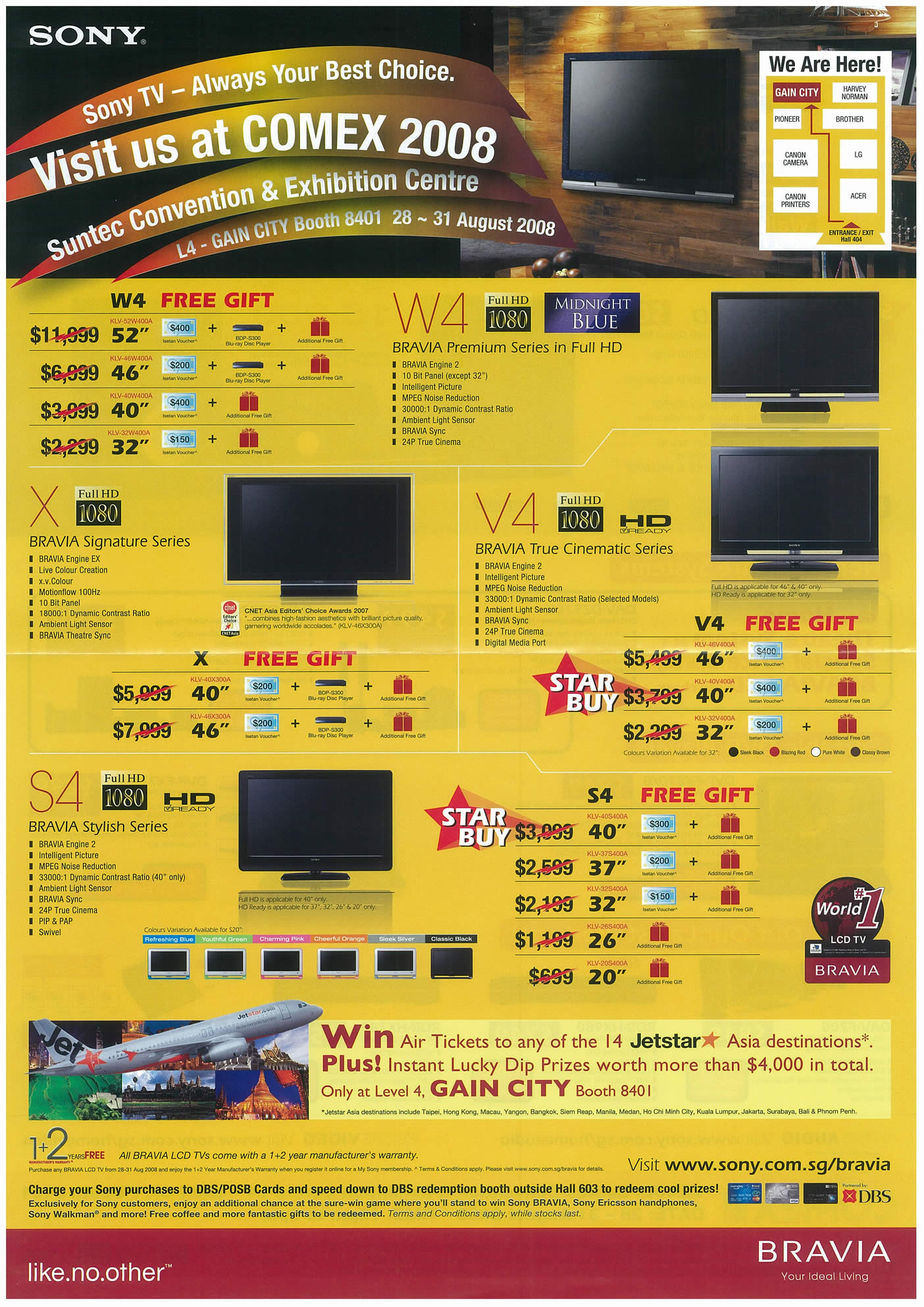 Comex 2008 price list image brochure of Sony LCD TVs Page 1