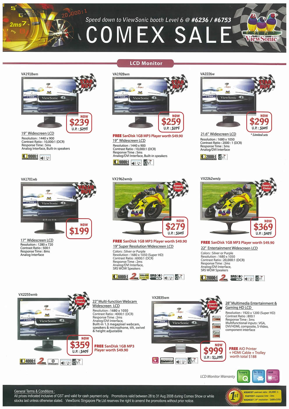 Comex 2008 price list image brochure of Viewsonic LCD Monitors Page 1