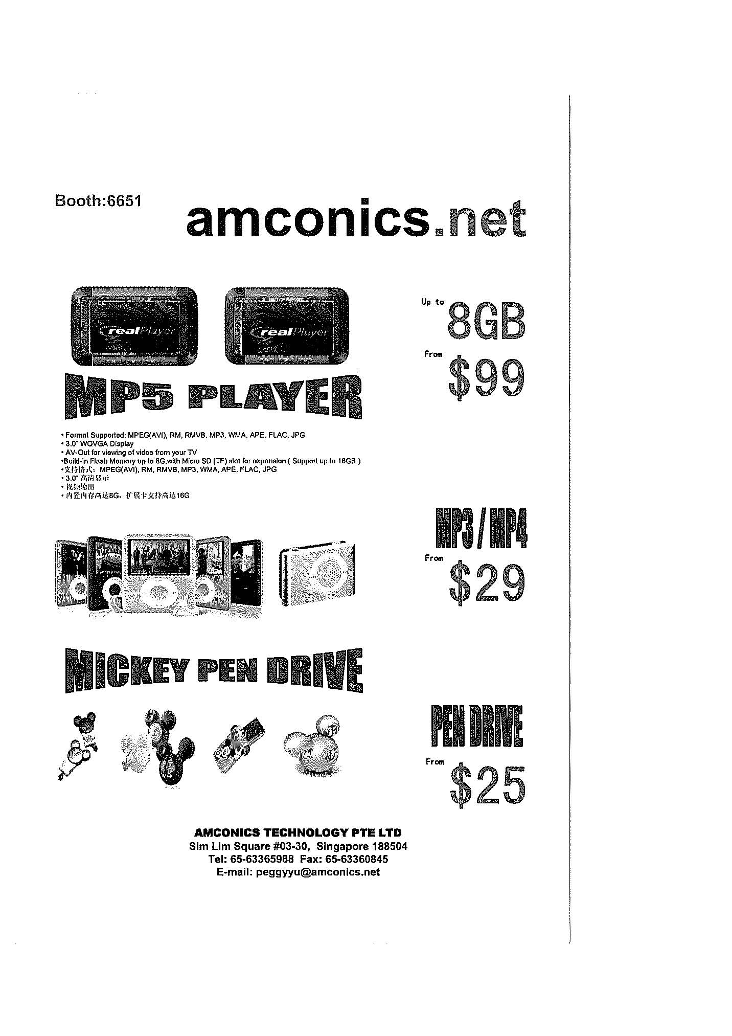 Comex 2008 price list image brochure of Amconics.net Page 1