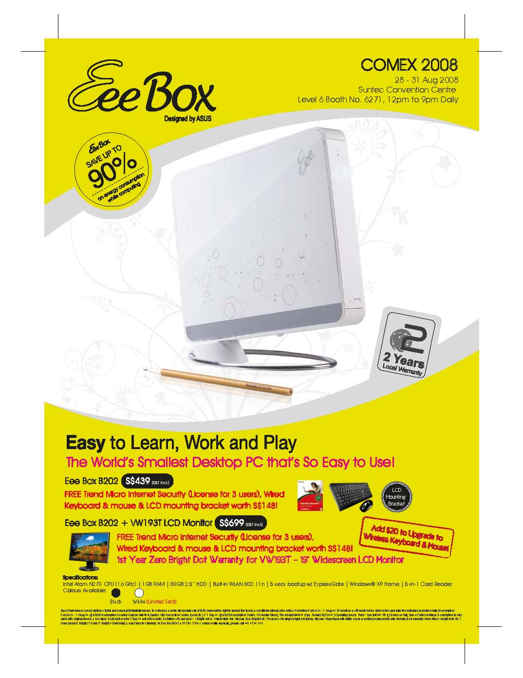 Comex 2008 price list image brochure of Asus EeeBox Flyer