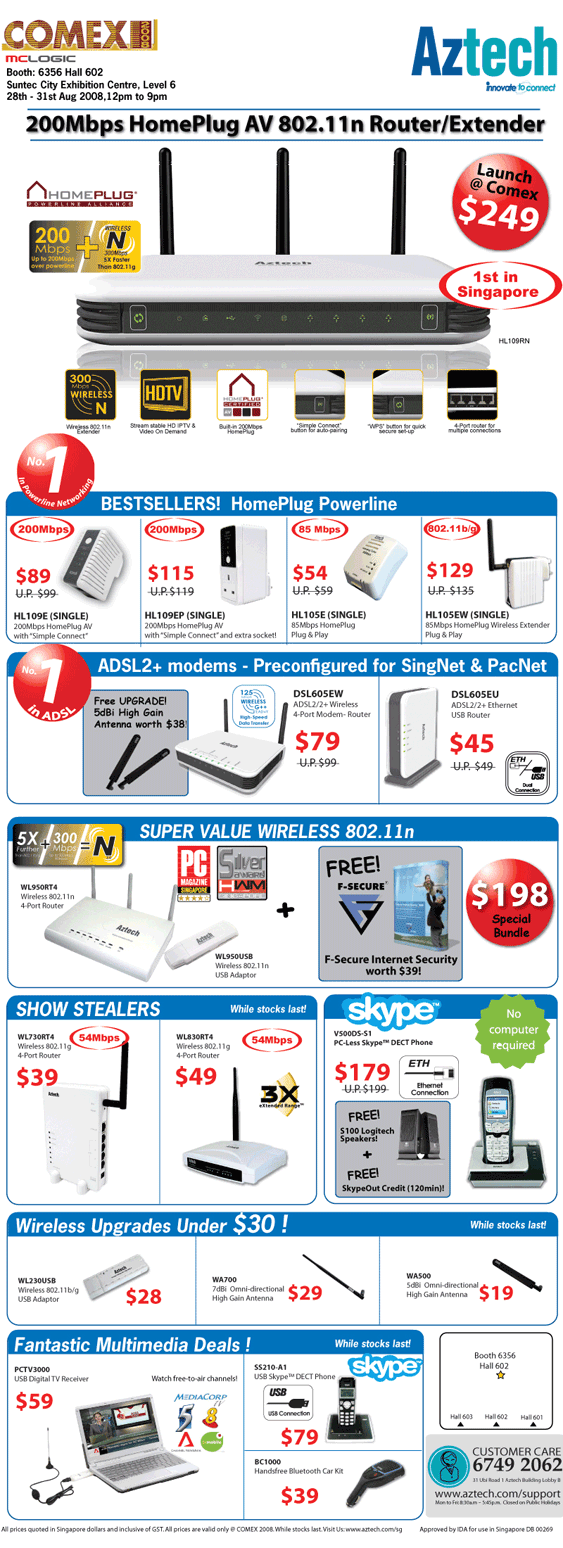 Comex 2008 price list image brochure of Aztech