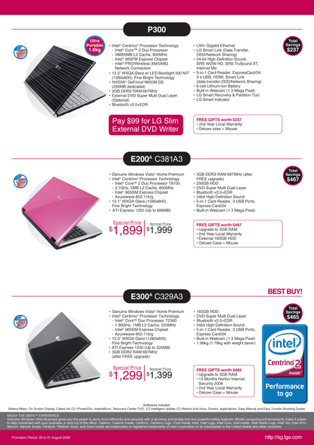 Comex 2008 price list image brochure of Lg Laptop 3