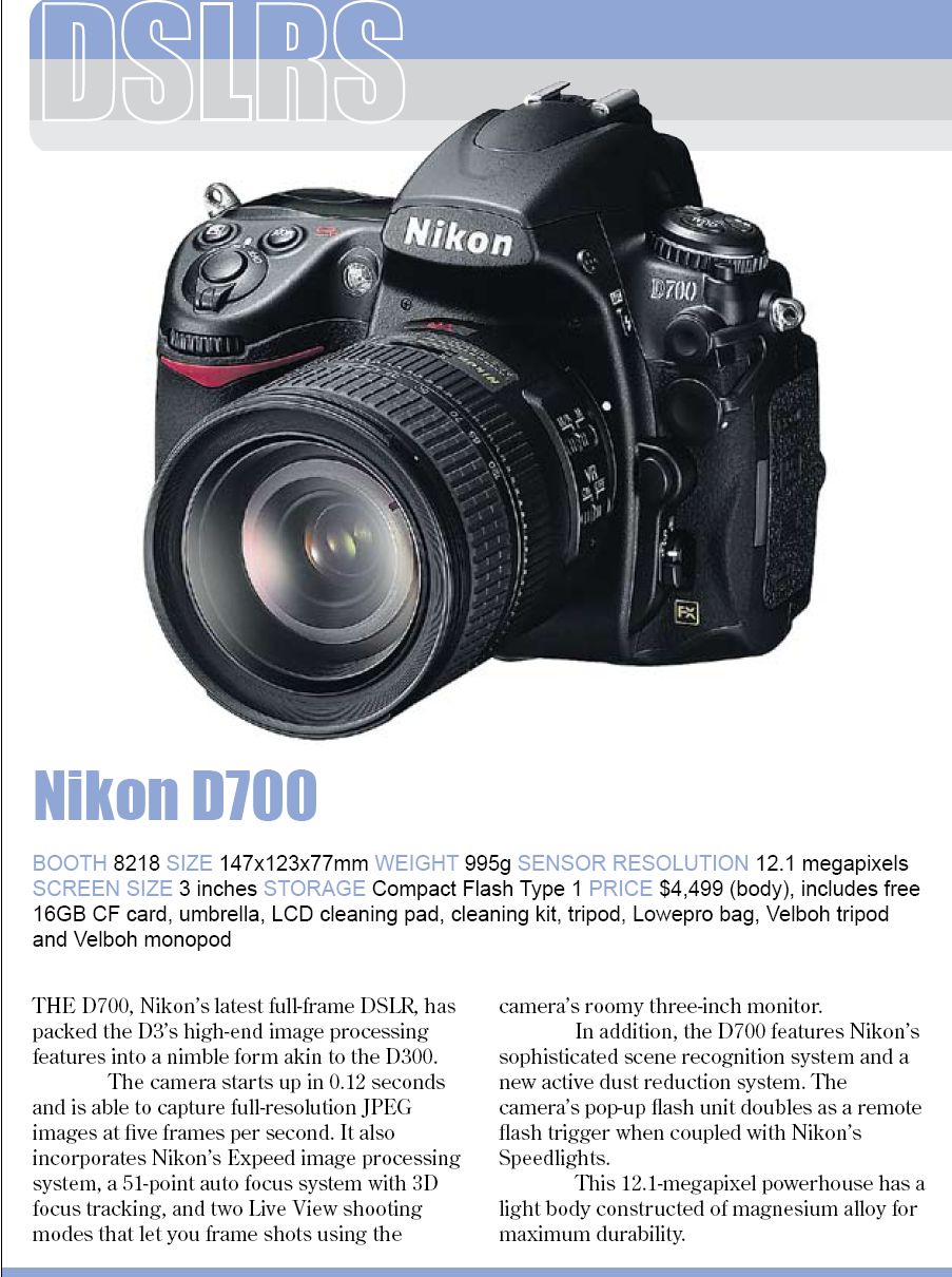 Comex 2008 price list image brochure of Nikon D700