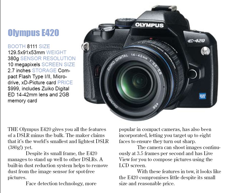 Comex 2008 price list image brochure of Olympus E420