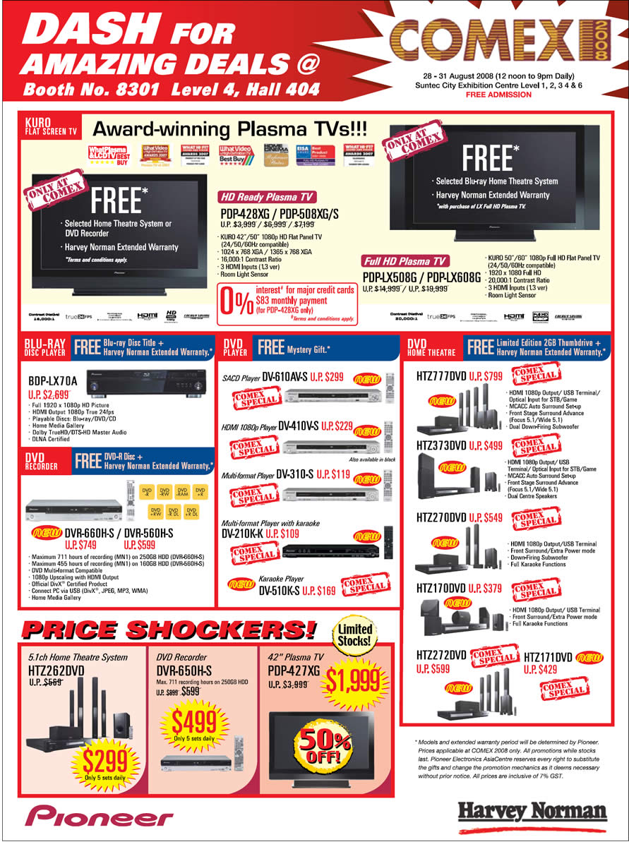 Comex 2008 price list image brochure of Pioneer