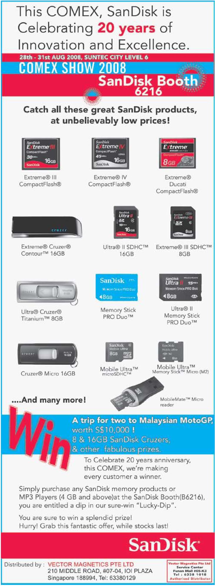 Comex 2008 price list image brochure of Sandisk Ad