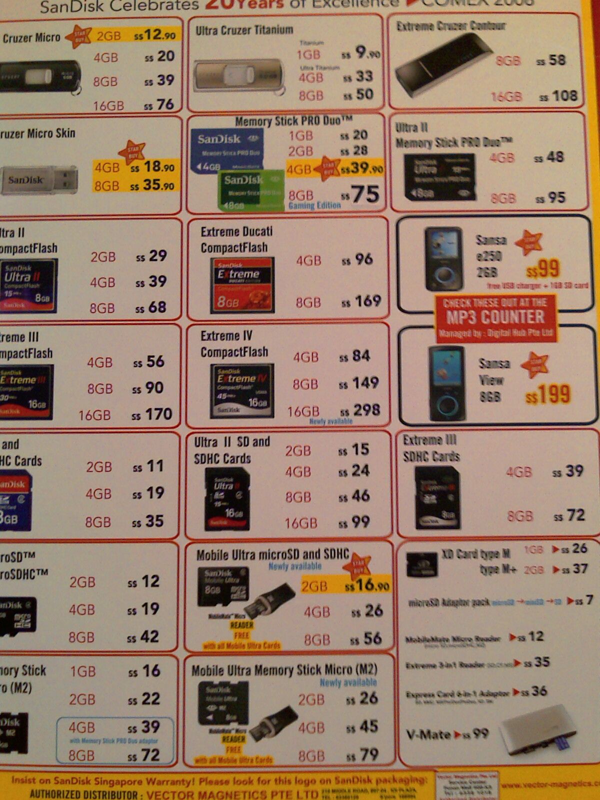 Comex 2008 price list image brochure of Sandisk As1