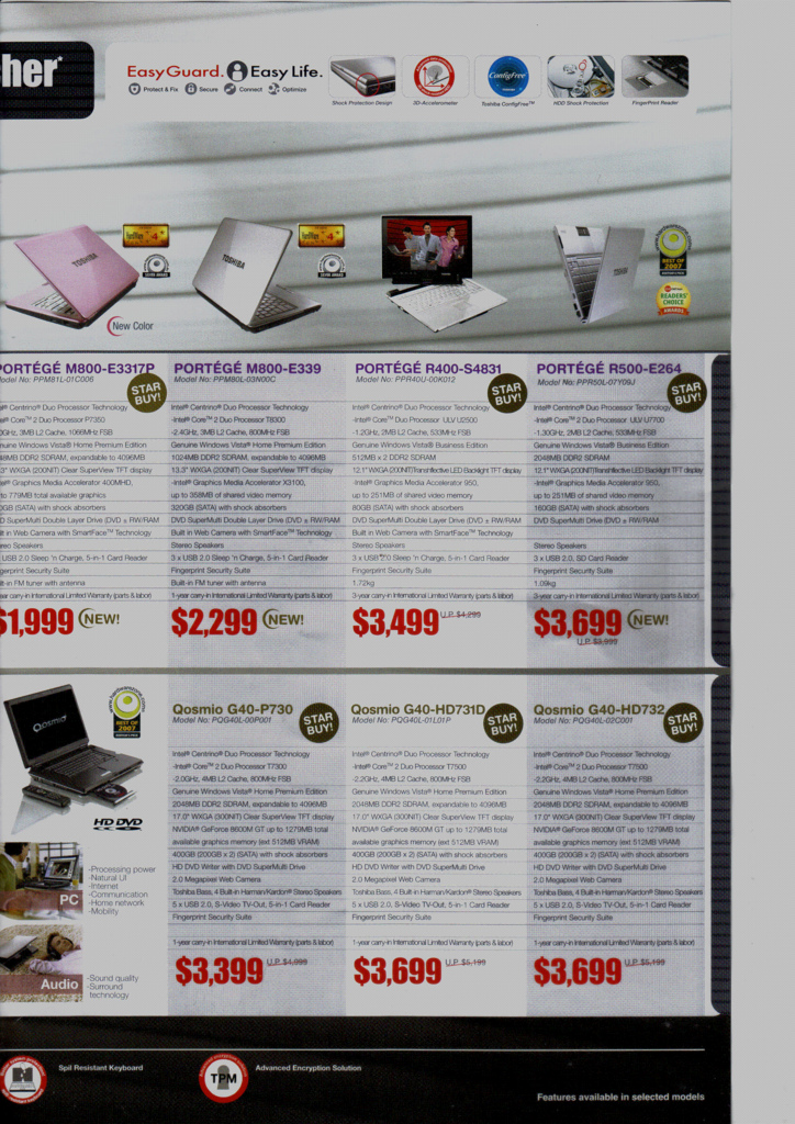 Comex 2008 price list image brochure of Toshiba Laptops Maayub152799685393 A29dfaefc9 B