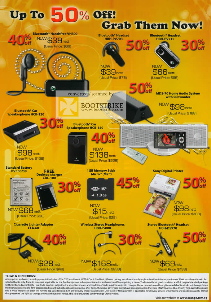 Comex 2009 price list image brochure of 6Range Bluetooth Headset Speakerphone Battery