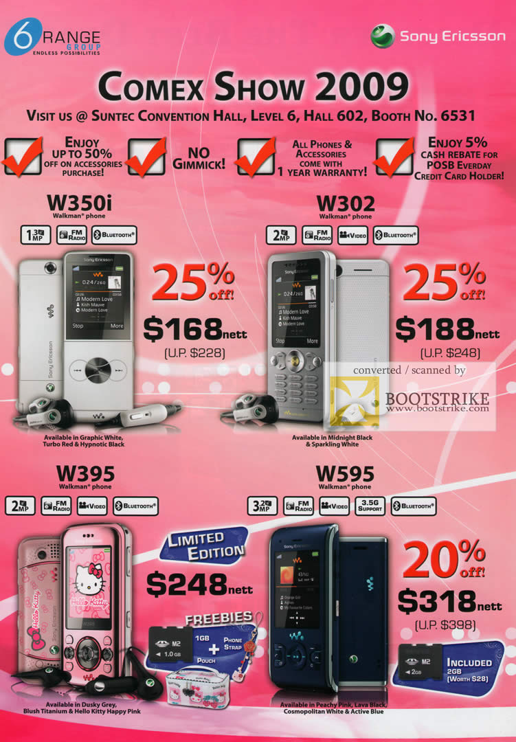 Comex 2009 price list image brochure of 6Range Sony Ericsson W350i W302 W395 W595