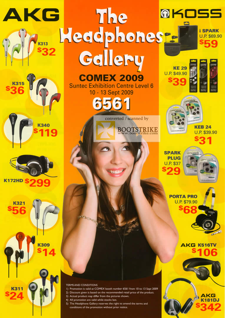 Comex 2009 price list image brochure of AKG Koss Headphones