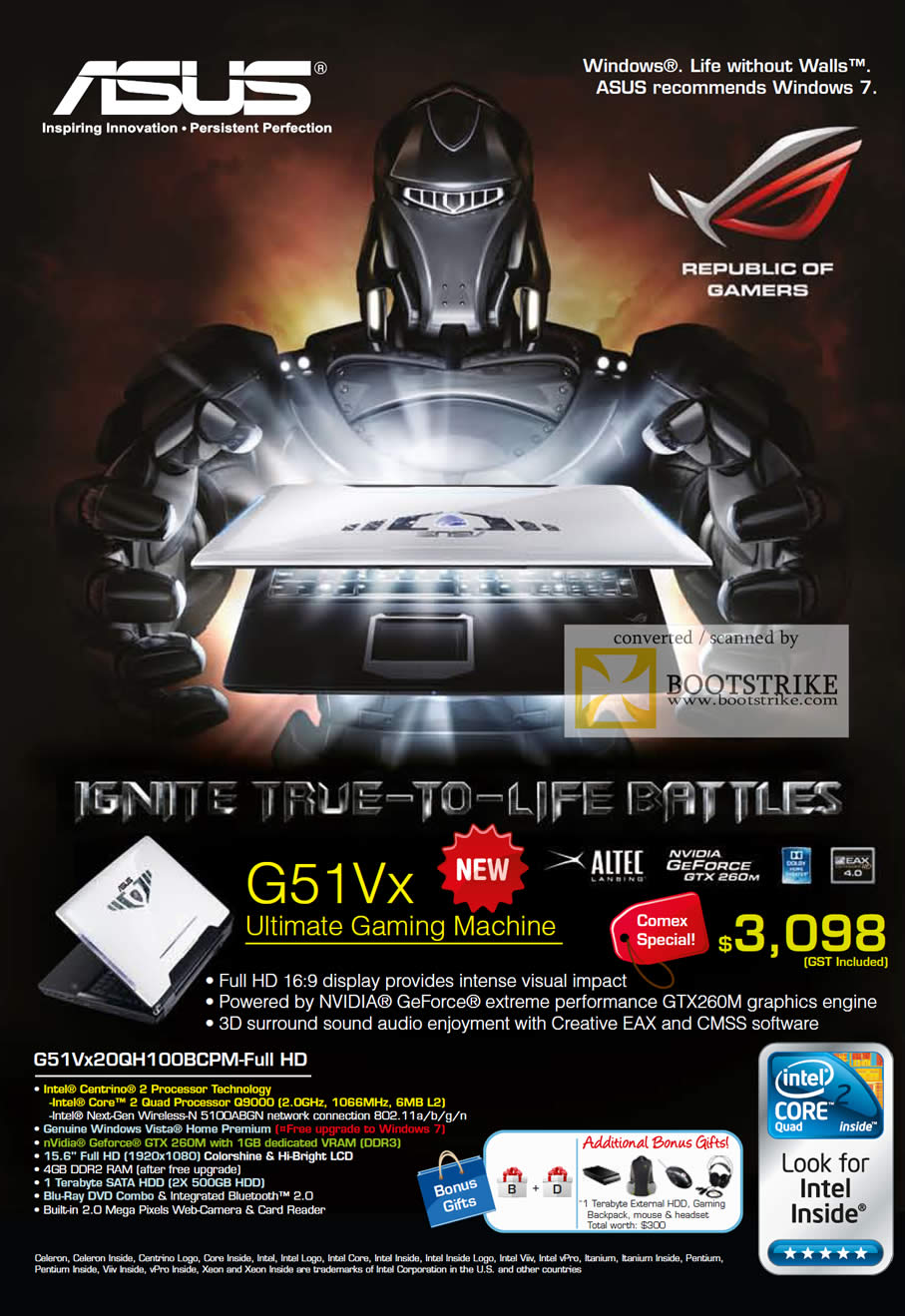 Comex 2009 price list image brochure of ASUS Gaming Notebook G51Vx