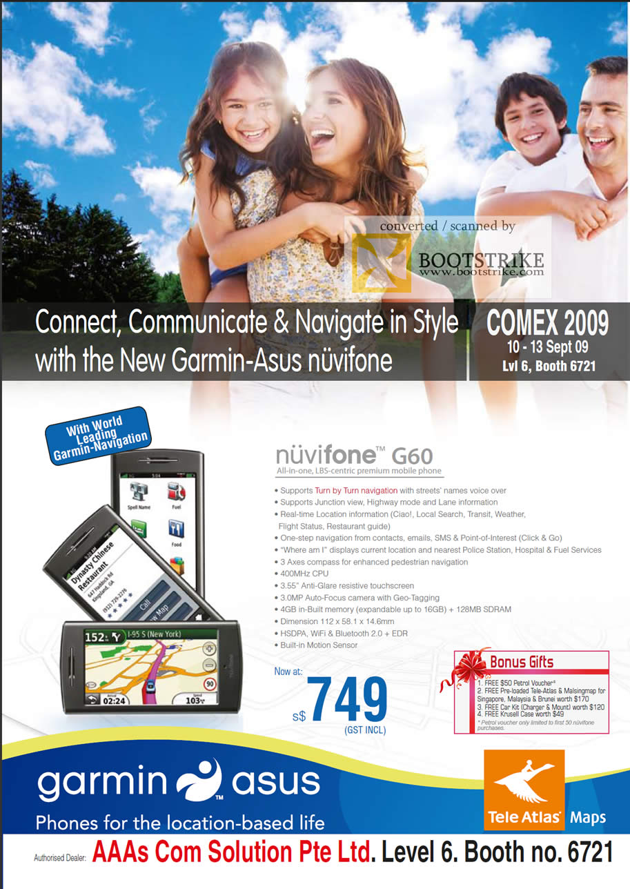 Comex 2009 price list image brochure of ASUS Garmin Nuvifone G60