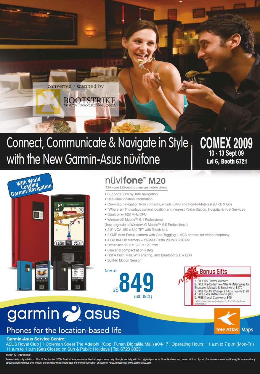 Comex 2009 price list image brochure of ASUS Garmin Nuvifone M20