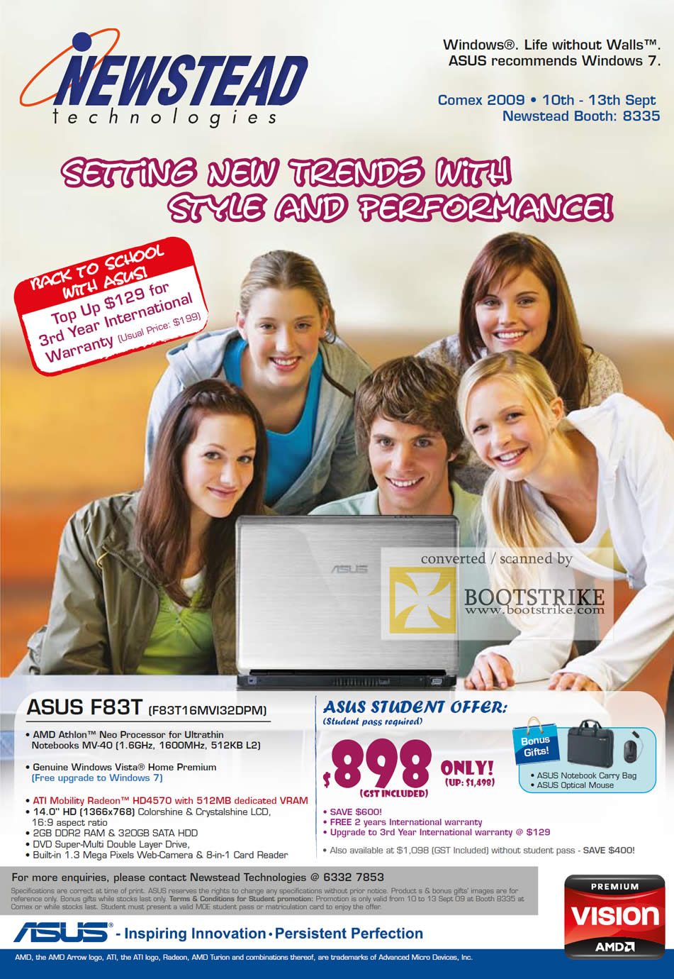 Comex 2009 price list image brochure of ASUS Notebook AMD Athlon Neo F83T Student Offer