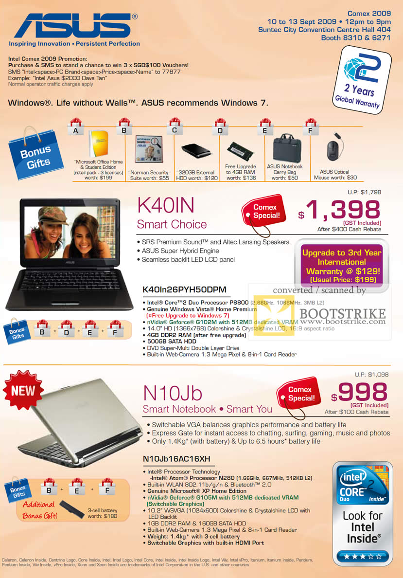 Comex 2009 price list image brochure of ASUS Notebooks K40IN N10Jb