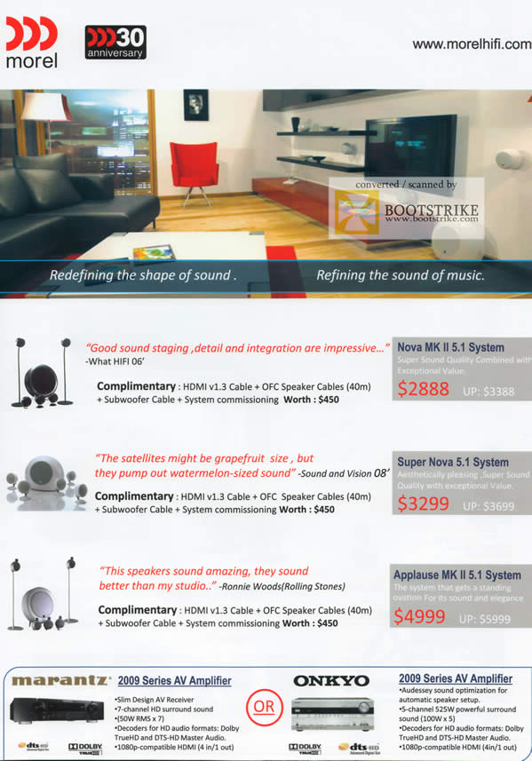 Comex 2009 price list image brochure of AV One Nova MK Super Applause Speakers