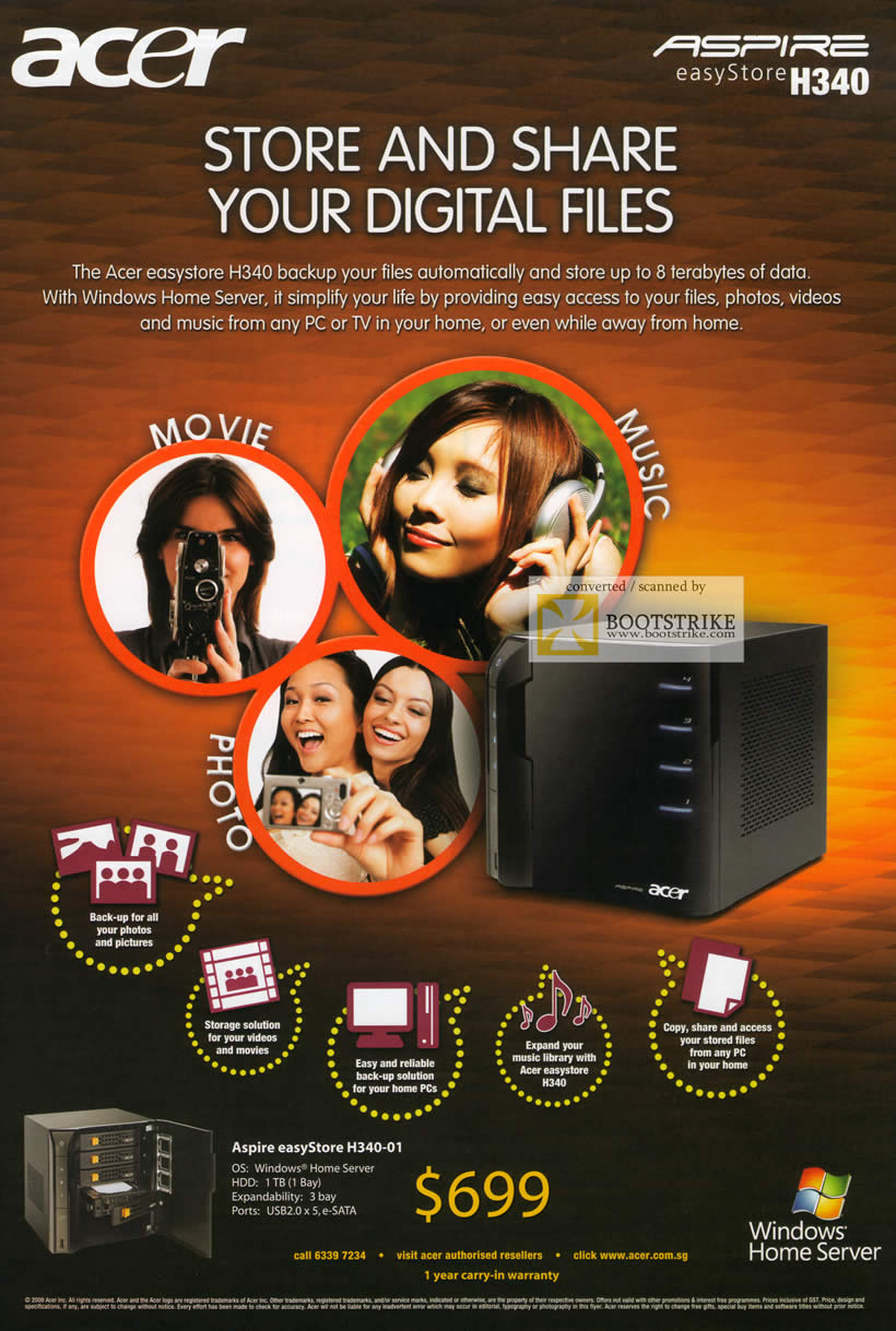 Comex 2009 price list image brochure of Acer Aspire EasyStore H340