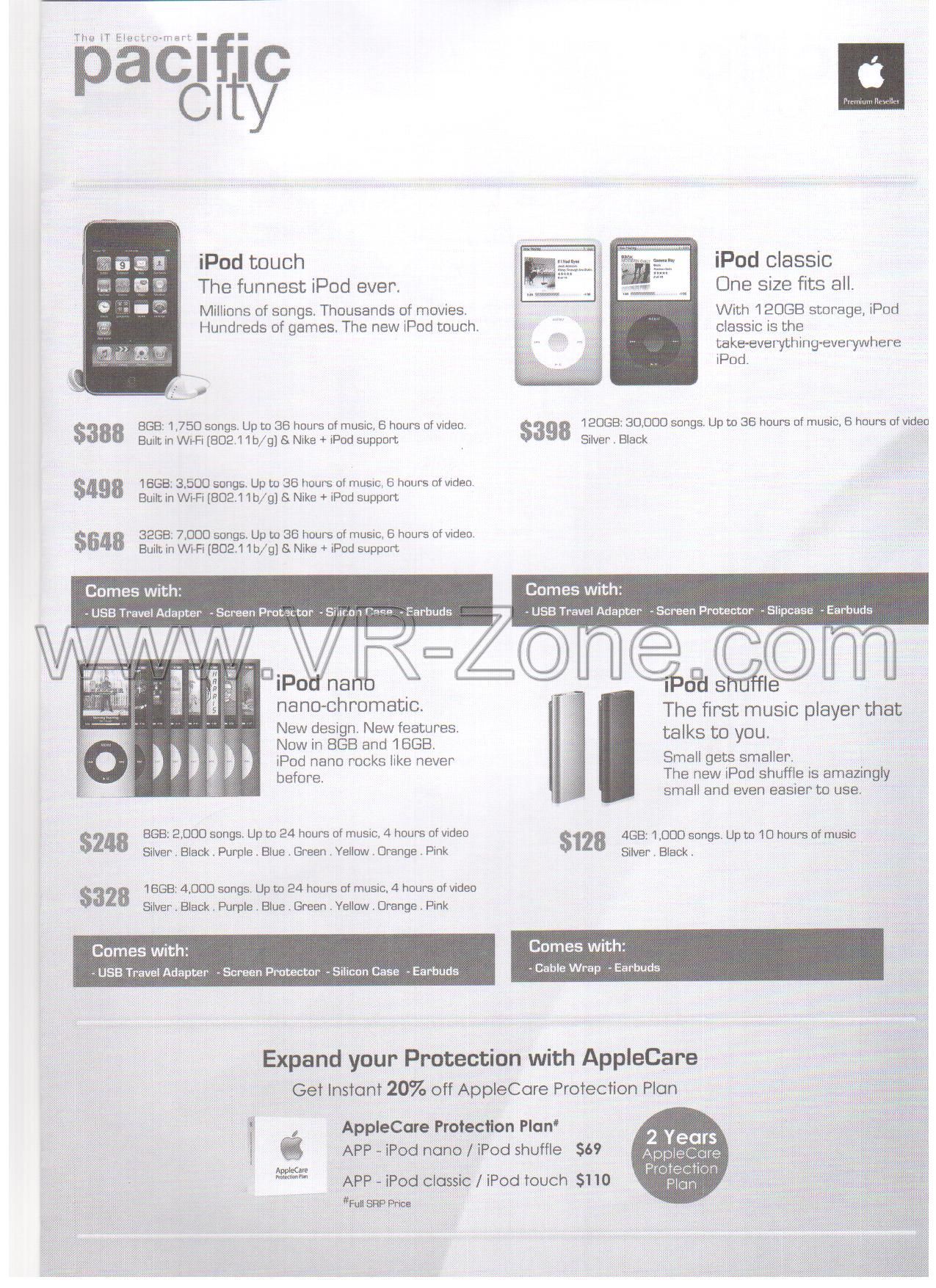 Comex 2009 price list image brochure of Apple IPod Touch Classic Nano Shuffle Pacific City