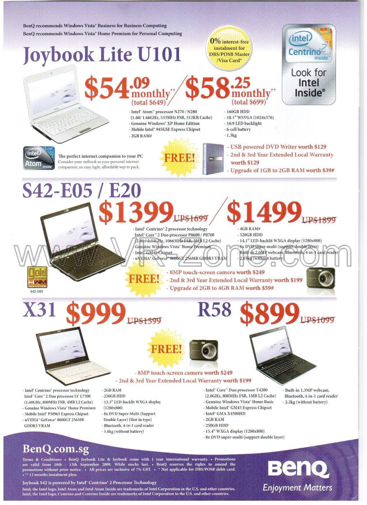 Comex 2009 price list image brochure of BenQ Netbook Joybook Lite U101 S42 E05 X31