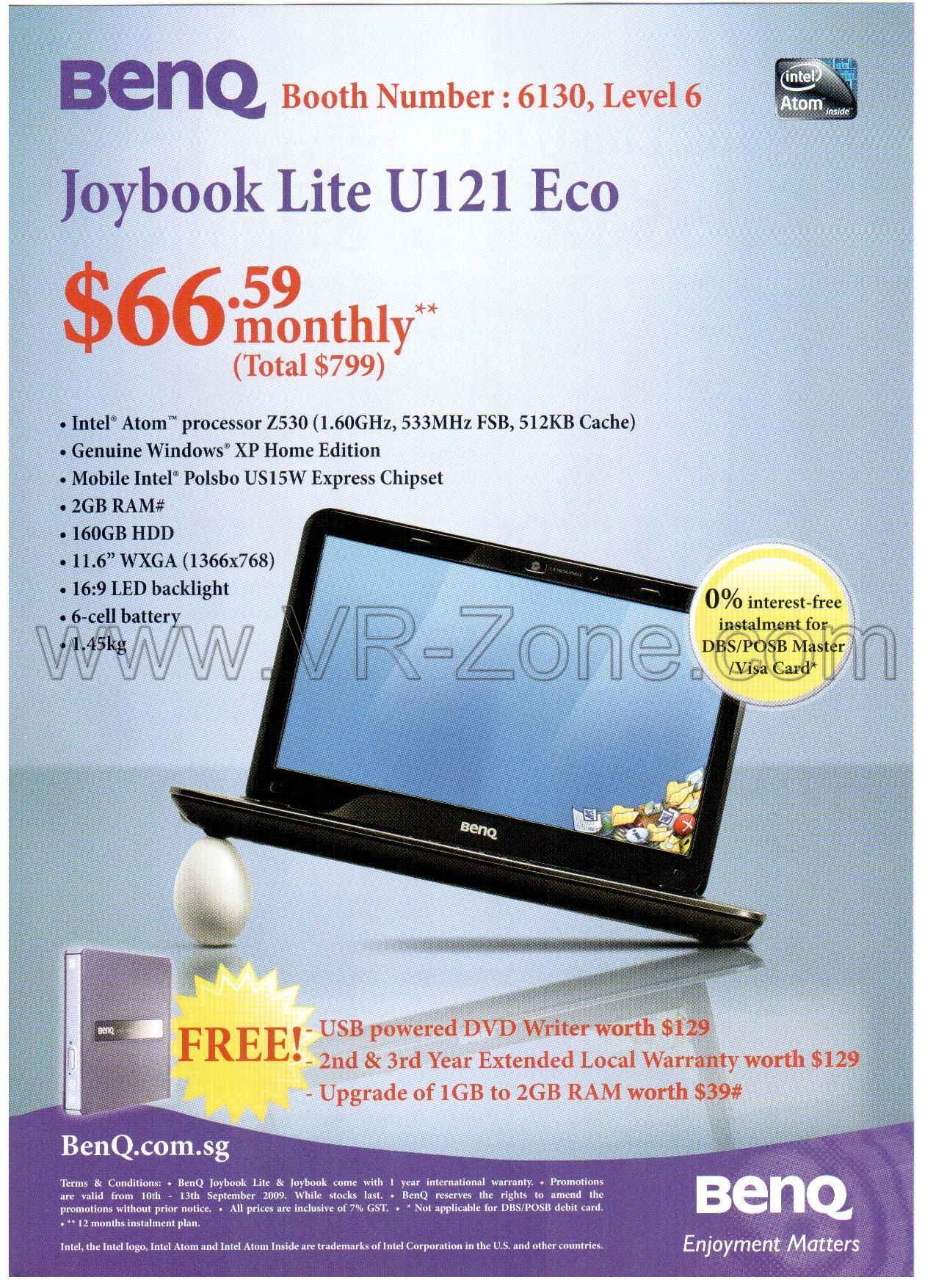 Comex 2009 price list image brochure of BenQ Netbook Joybook Lite U121 Eco